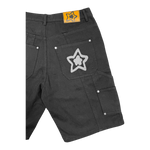 DOUBLE KNEE SEAM JEAN SHORTS BLACK