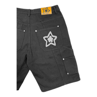 DOUBLE KNEE SEAM JEAN SHORTS BLACK