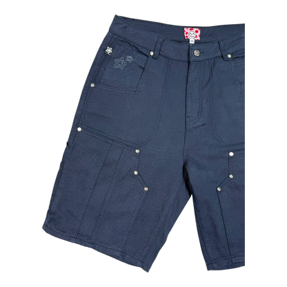 DOUBLE KNEE SEAM JEAN SHORTS NAVY