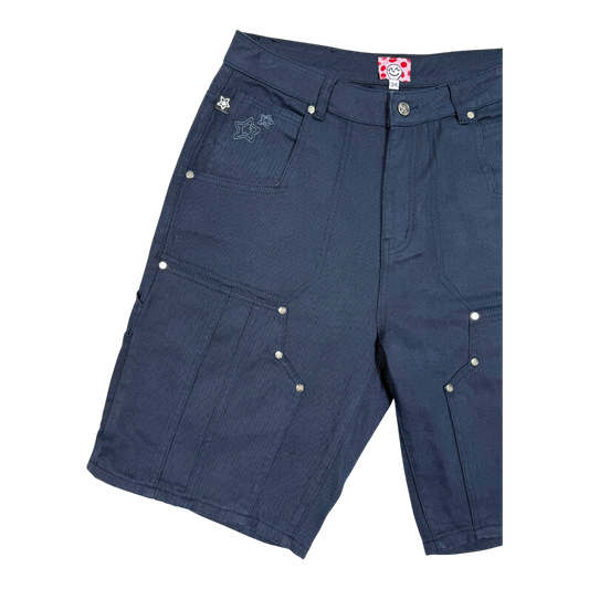DOUBLE KNEE SEAM JEAN SHORTS NAVY