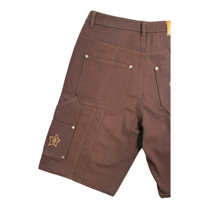 DOUBLE KNEE SEAM JEAN SHORTS BROWN