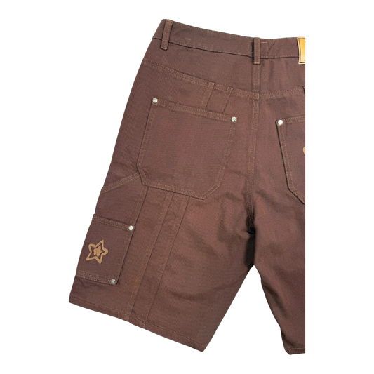 DOUBLE KNEE SEAM JEAN SHORTS BROWN