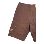 DOUBLE KNEE SEAM JEAN SHORTS BROWN