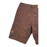 DOUBLE KNEE SEAM JEAN SHORTS BROWN