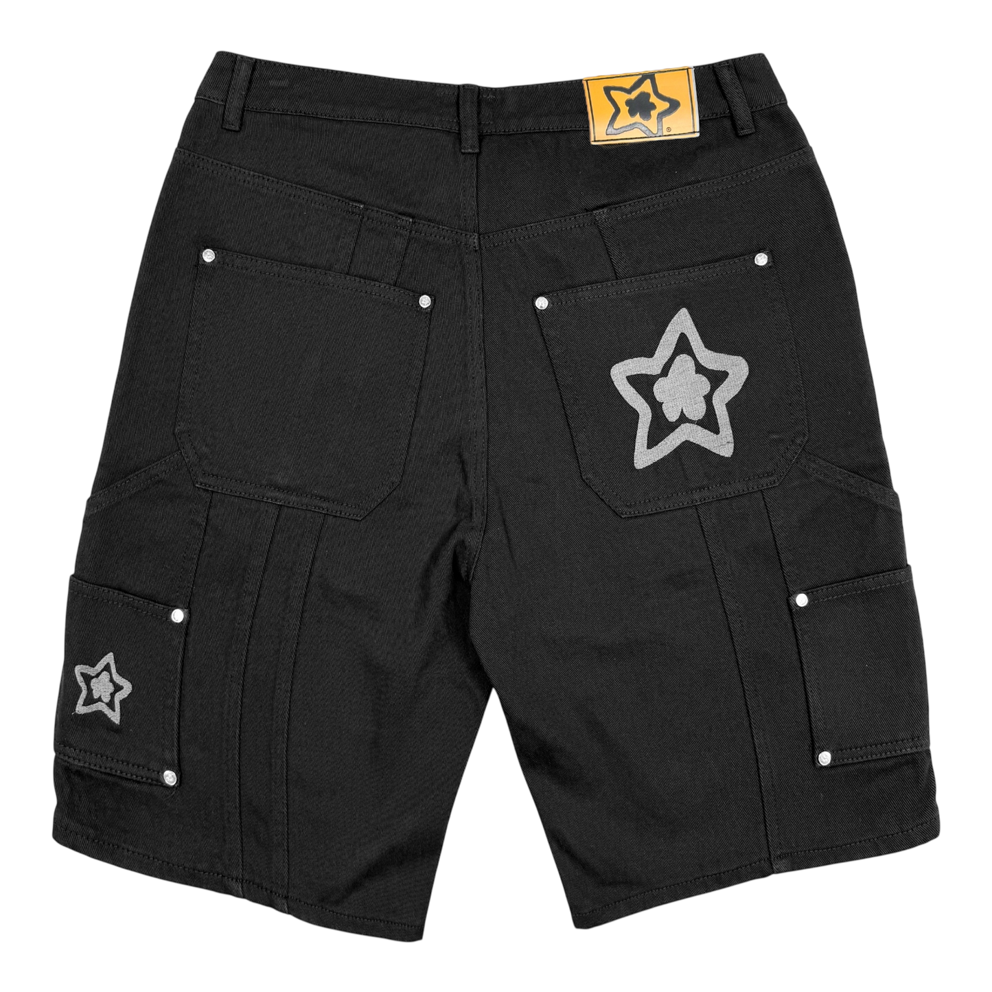 DOUBLE KNEE SEAM JEAN SHORTS BLACK