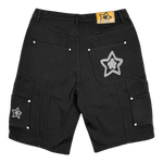 DOUBLE KNEE SEAM JEAN SHORTS BLACK