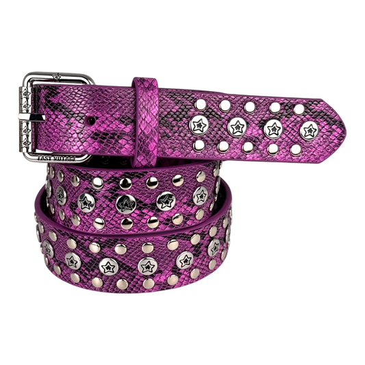 STUDDED SNAKE BELT PINK
