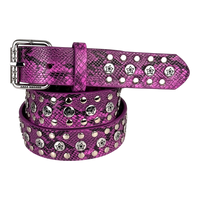 STUDDED SNAKE BELT PINK
