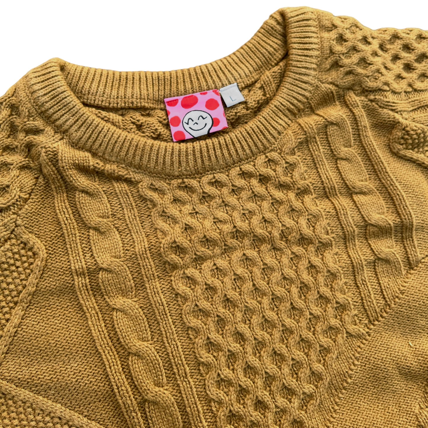 BROWN CHAIN KNIT SWEATER