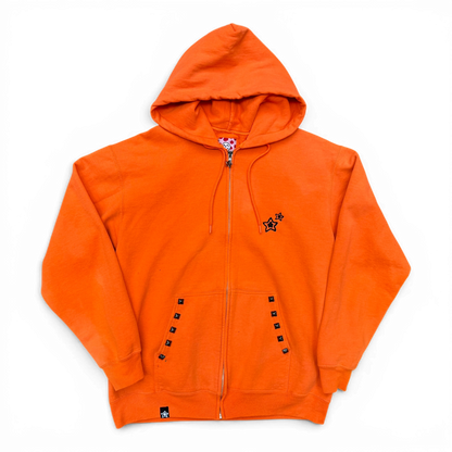 ORANGE ZIP UP HOODIE