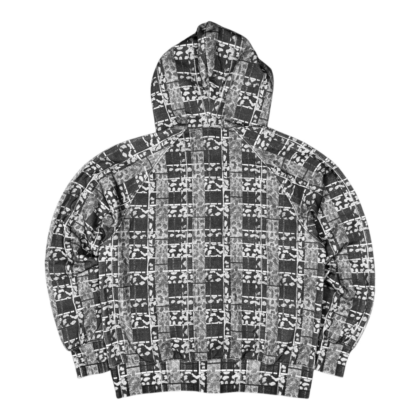 LEOPARD PLAID FULL ZIP HOODIE BLACK