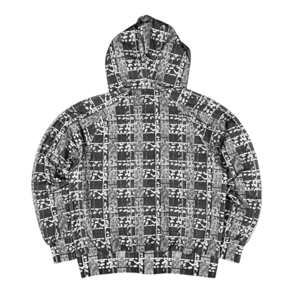 LEOPARD PLAID FULL ZIP HOODIE BLACK