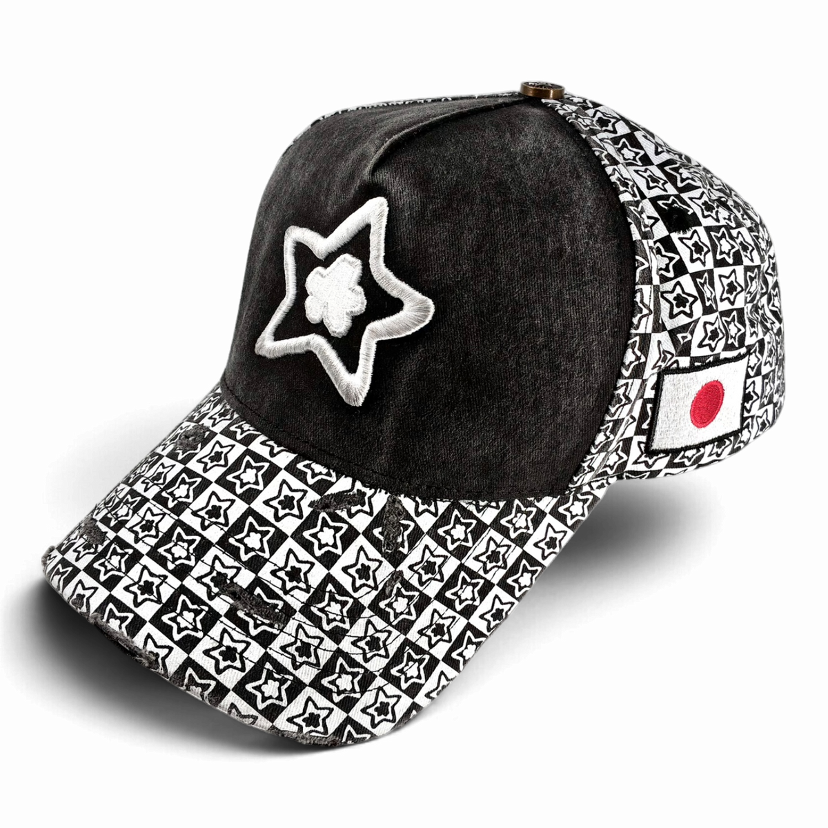 BLACK CHECKER TRUCKER HAT