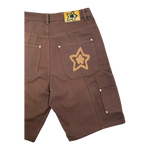 DOUBLE KNEE SEAM JEAN SHORTS BROWN