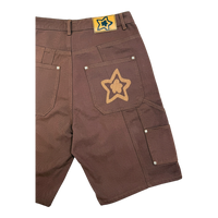 DOUBLE KNEE SEAM JEAN SHORTS BROWN