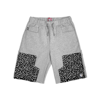 LEOPARD SWEAT SHORTS GREY