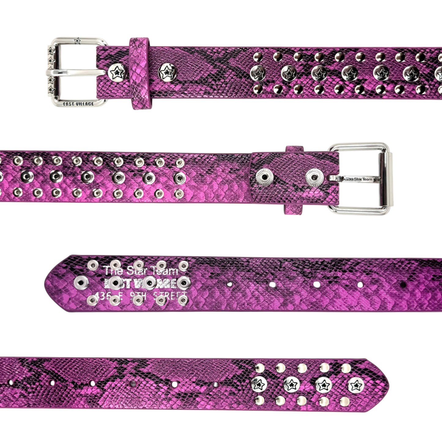 STUDDED SNAKE BELT PINK