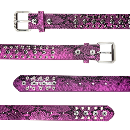 STUDDED SNAKE BELT PINK