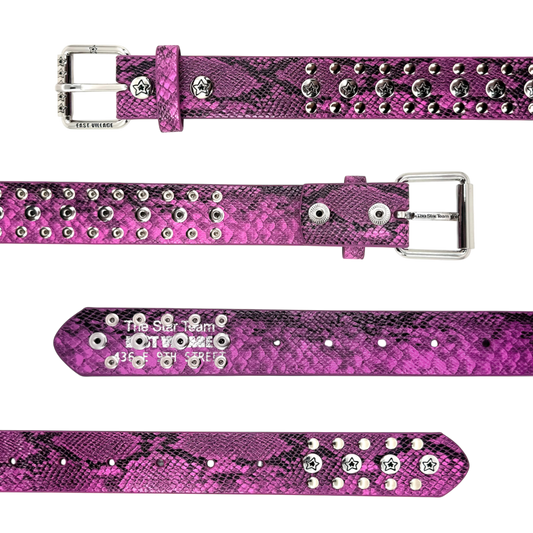 STUDDED SNAKE BELT PINK