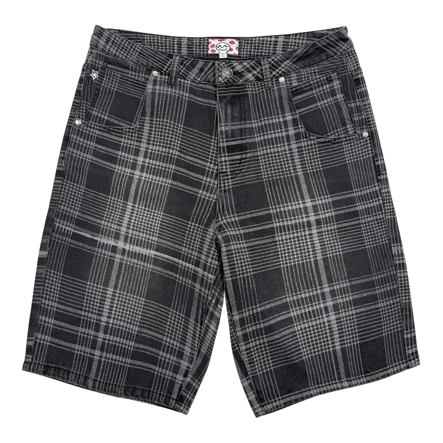 PLAID JEAN SHORTS BLACK