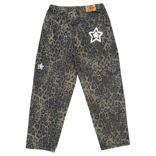 OLIVE LEOPARD STAR JEANS