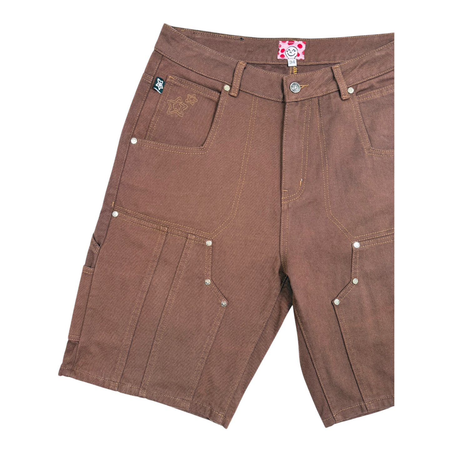 DOUBLE KNEE SEAM JEAN SHORTS BROWN