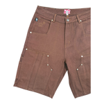 DOUBLE KNEE SEAM JEAN SHORTS BROWN