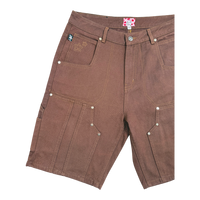 DOUBLE KNEE SEAM JEAN SHORTS BROWN