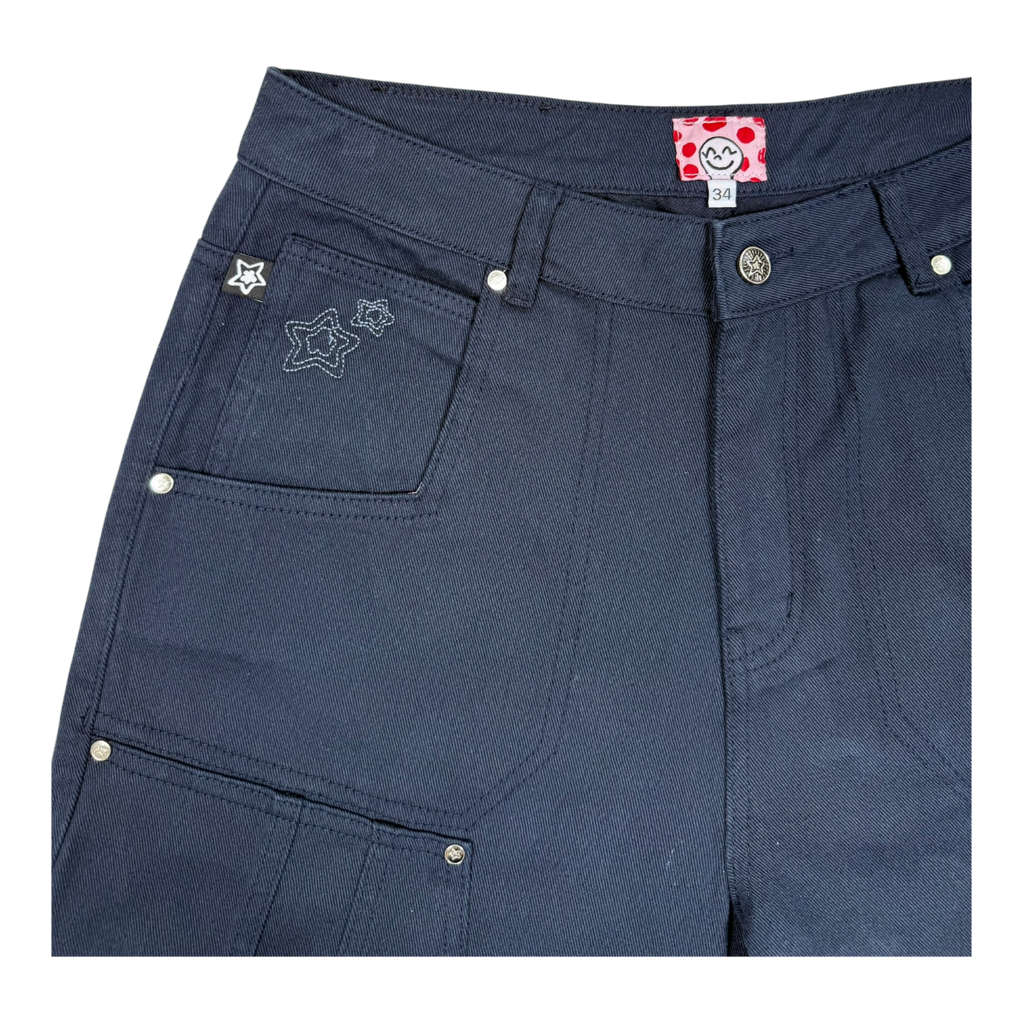 DOUBLE KNEE SEAM JEAN SHORTS NAVY