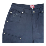 DOUBLE KNEE SEAM JEAN SHORTS NAVY