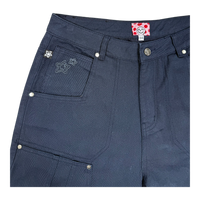 DOUBLE KNEE SEAM JEAN SHORTS NAVY