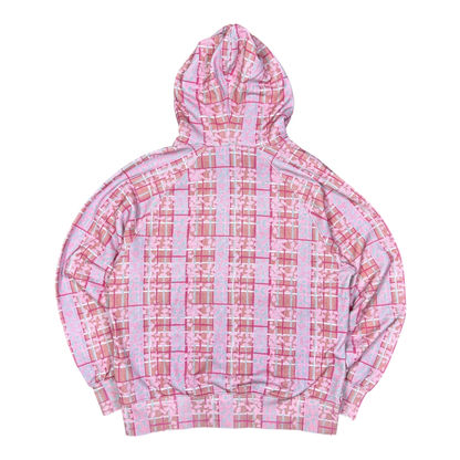 LEOPARD PLAID FULL ZIP HOODIE PINK