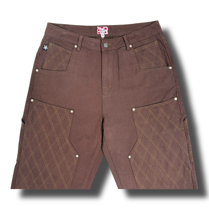 CROSS STITCH DOUBLE KNEE JEANS BROWN