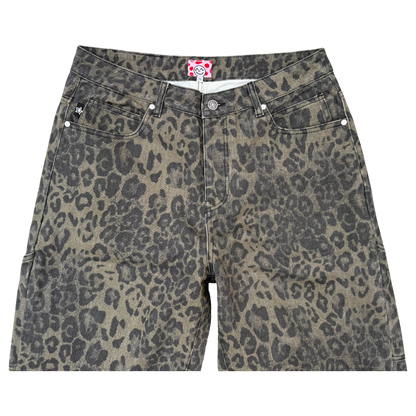 OLIVE LEOPARD STAR JEANS