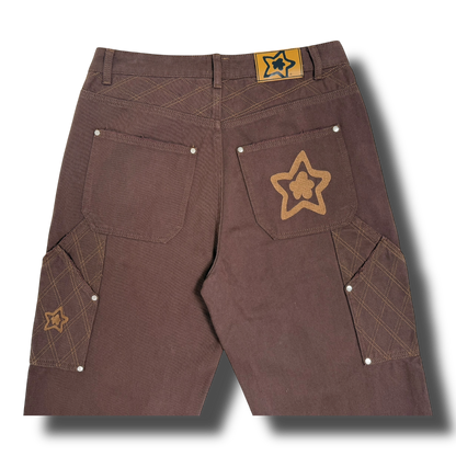 CROSS STITCH DOUBLE KNEE JEANS BROWN
