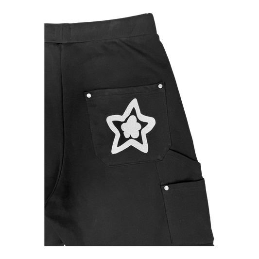 LEOPARD SWEAT SHORTS BLACK