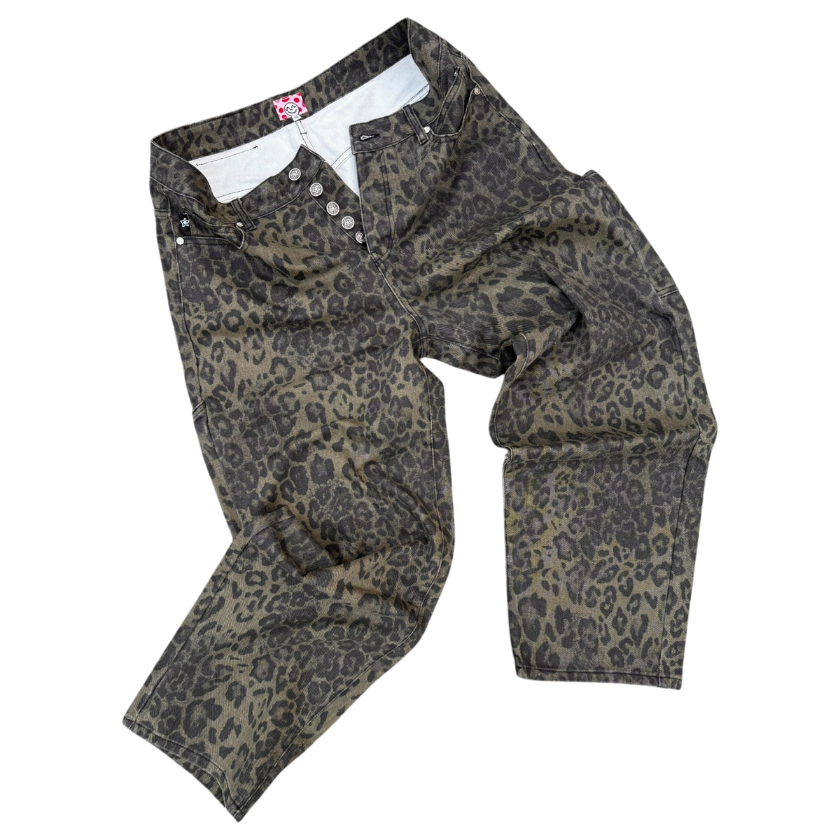 OLIVE LEOPARD STAR JEANS