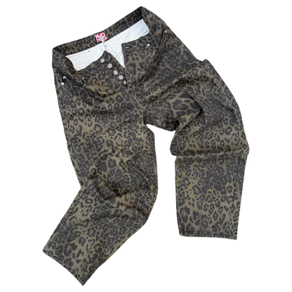 OLIVE LEOPARD STAR JEANS