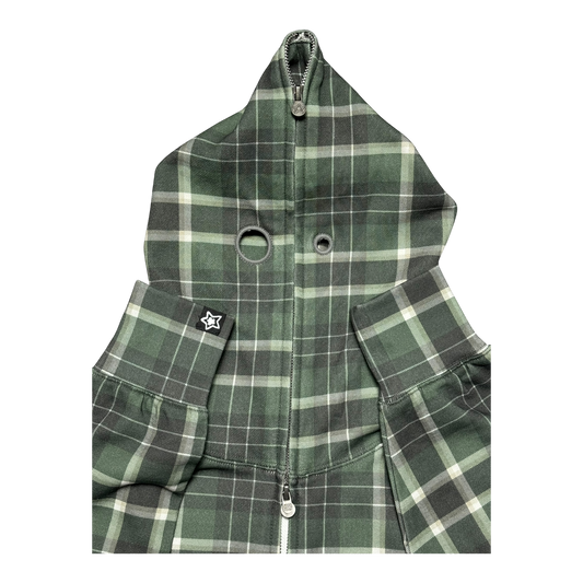 PLAID FULL ZIP GREEN