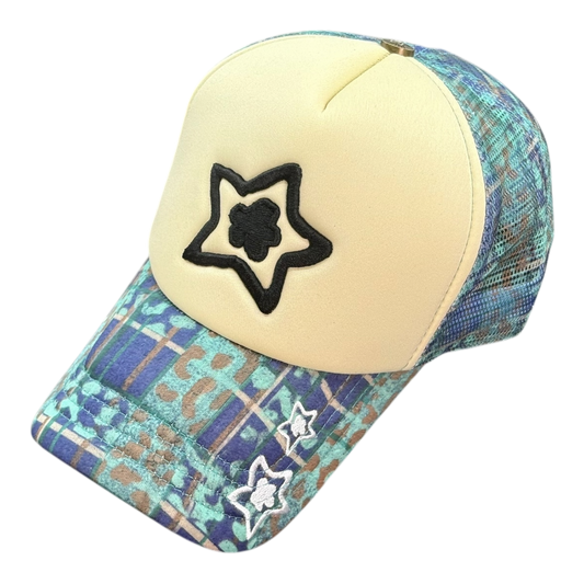 FOAM TRUCKER HAT LEOPARD BLUE