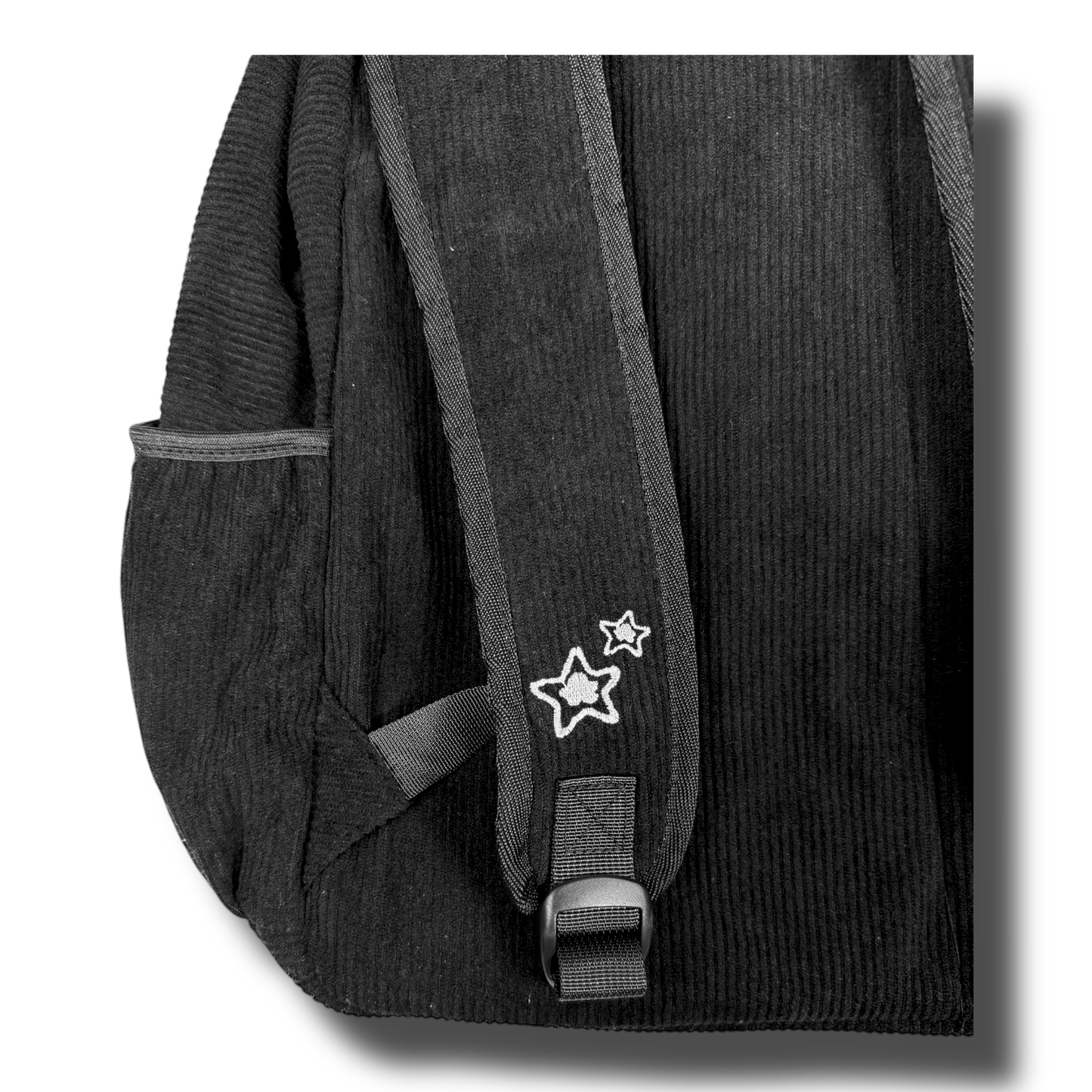 BLACK CORDUROY BACKPACK