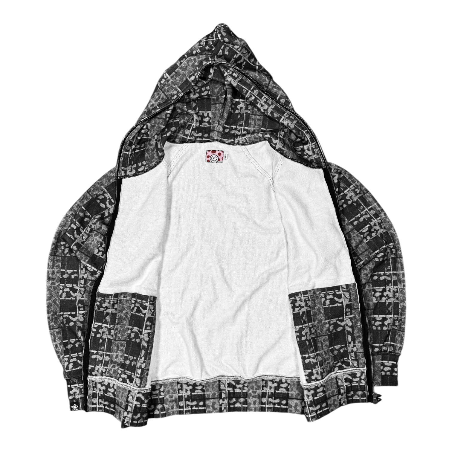 LEOPARD PLAID FULL ZIP HOODIE BLACK LEOPARD PLAID FULL ZIP HOODIE BLACK