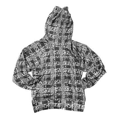 LEOPARD PLAID FULL ZIP HOODIE BLACK