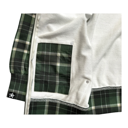 PLAID FULL ZIP GREEN