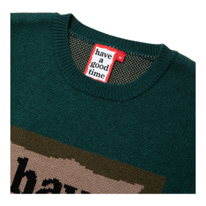 HAVE A GOOD TIME KNIT SWEATER MILITARY GREEN