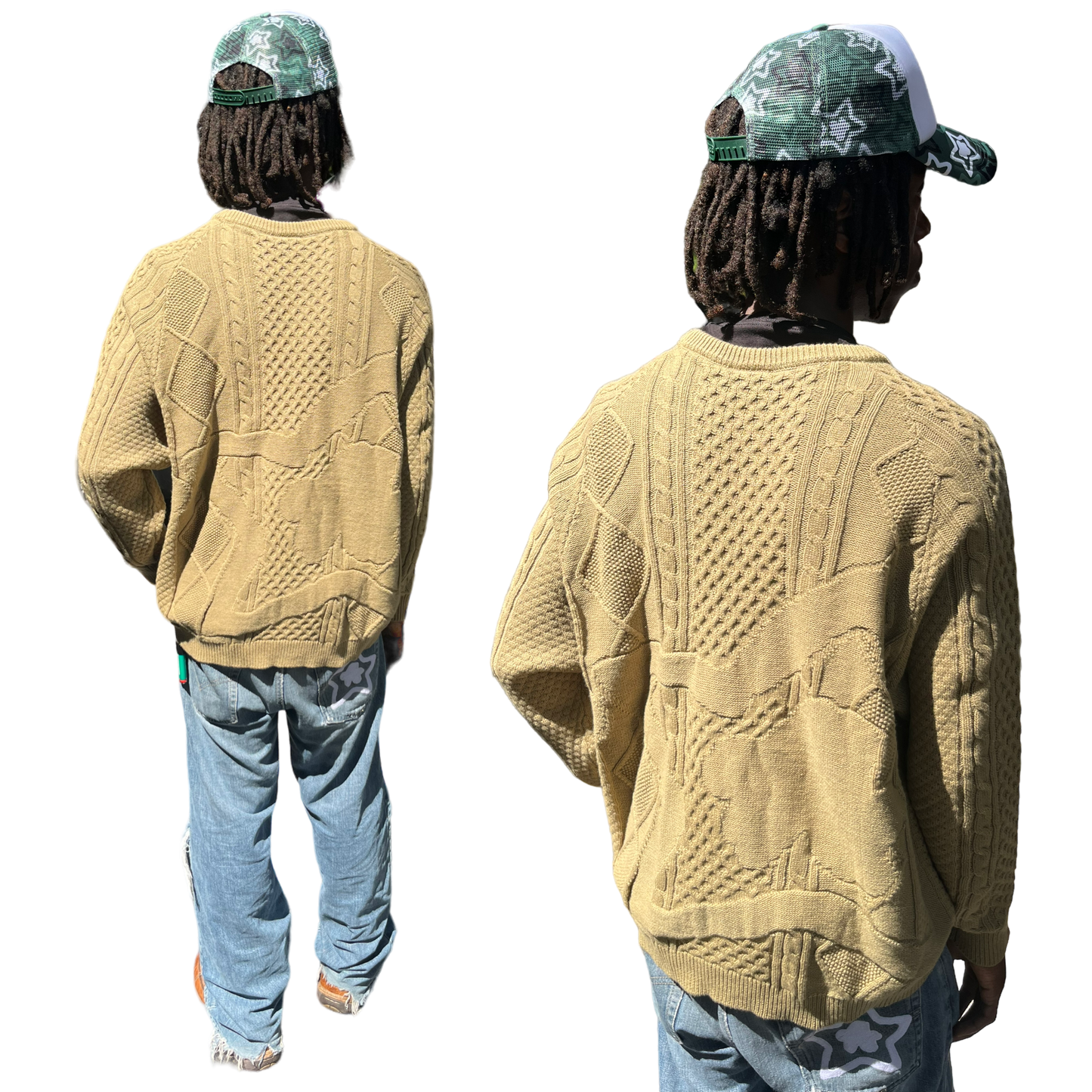 OLIVE CHAIN KNIT SWEATER