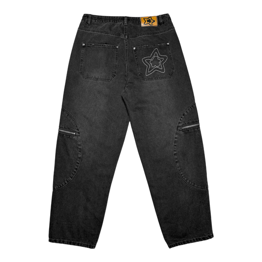 CIRCLE CARGO JEANS BLACK