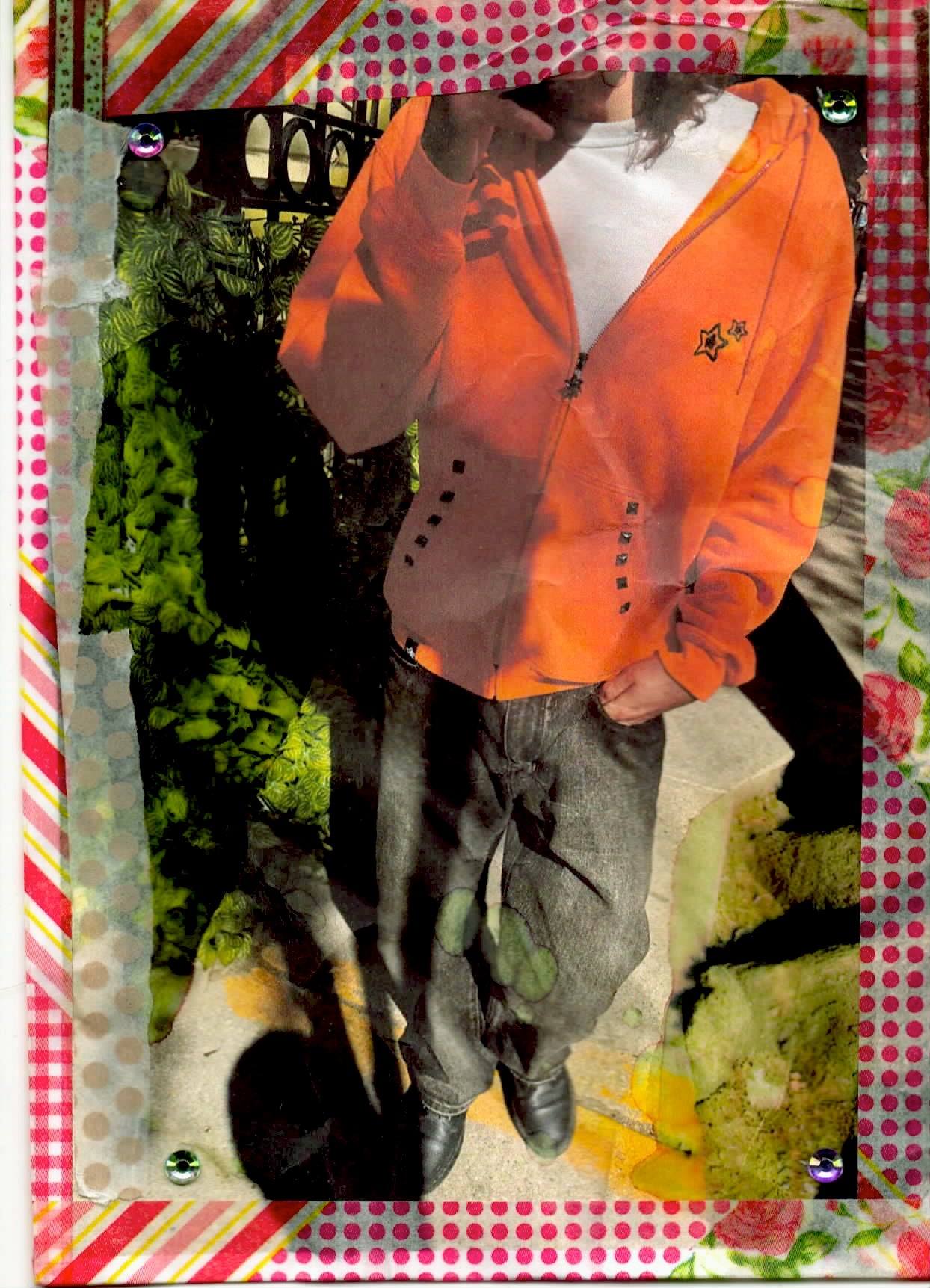 ORANGE ZIP UP HOODIE
