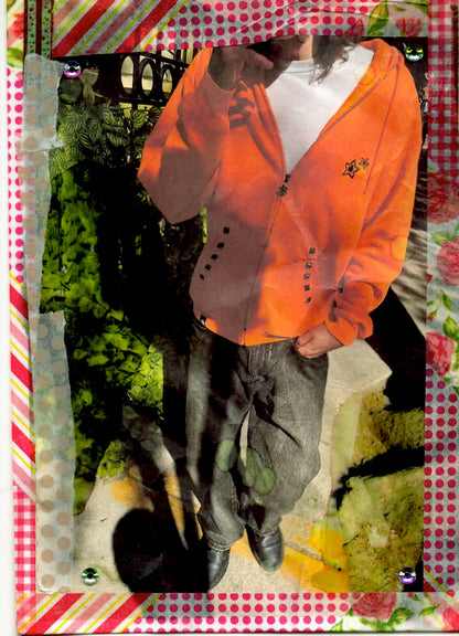 ORANGE ZIP UP HOODIE