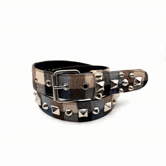 PLAID STUDDED BELT #2